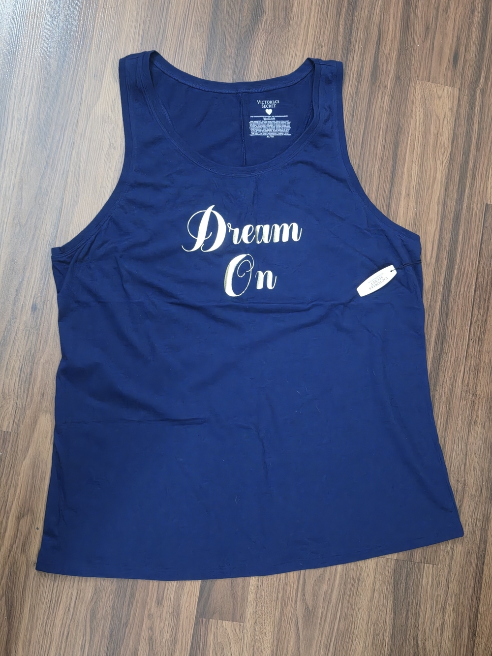 Victoria's Secret Navy Blue Tank Top with White "Dream On" Script